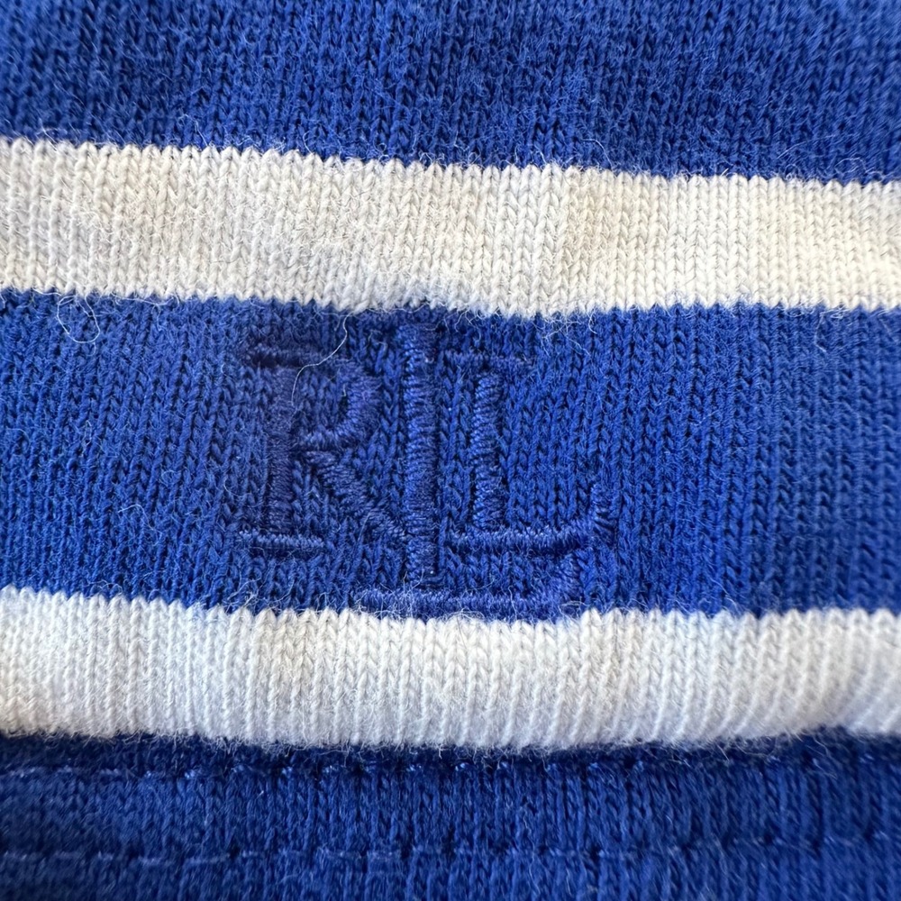 Lauren Ralph Lauren Blue Striped Boat Neck Preppy Nautical Boxy Black Label S - Picture 5 of 7
